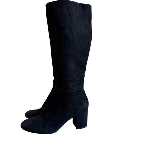 INC Radella Black Suede Knee High Zip Block Heel Boots Size 7.5 - Picture 5 of 12